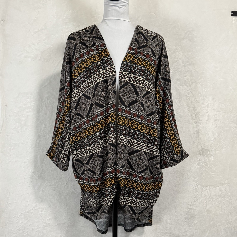 Poetry Boho Duster Cardigan‎ Size XL Batwing Boho Print Earthy Lagenlook Pleated